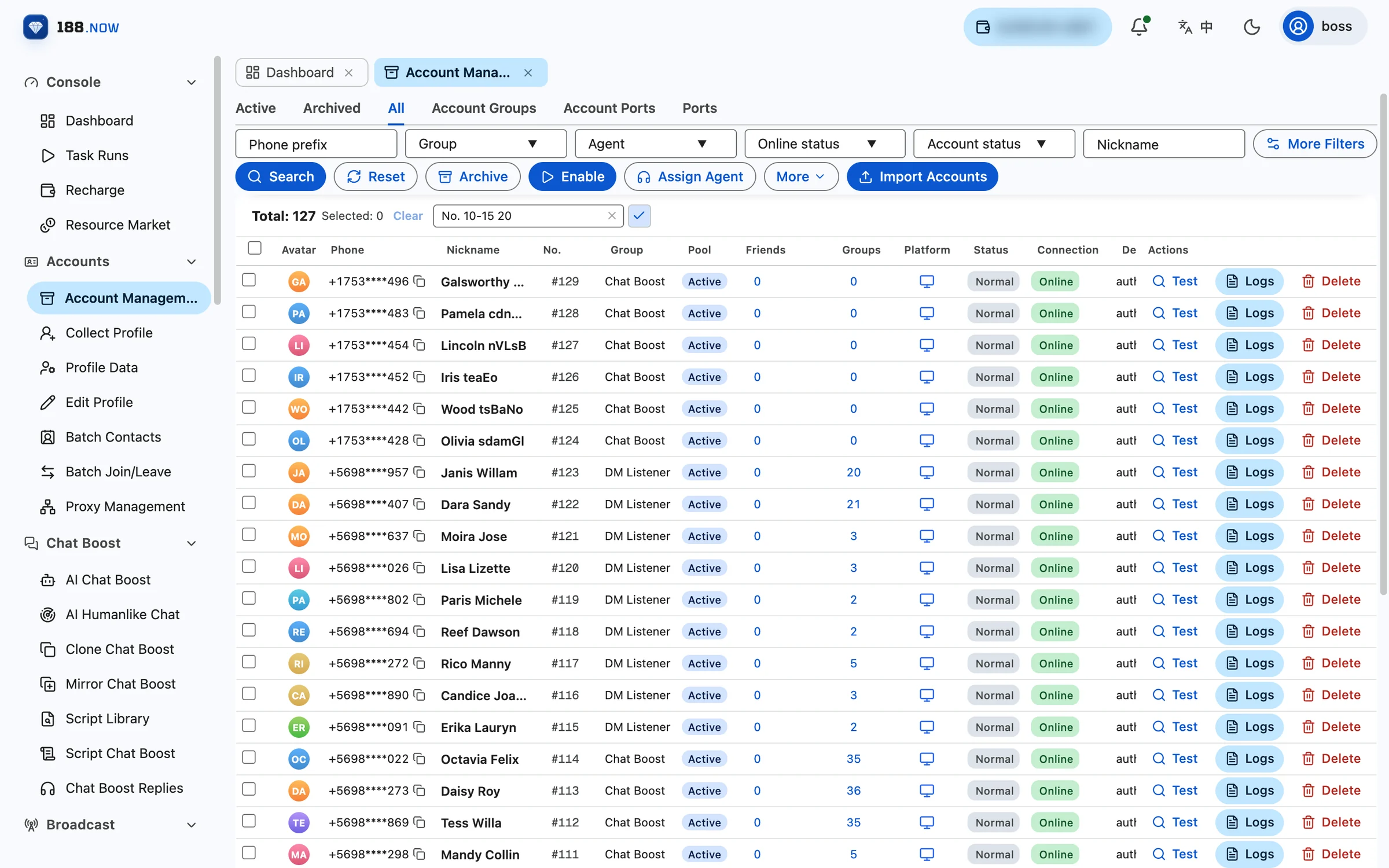 Account management console preview